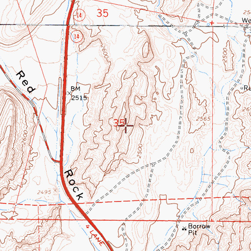 Topographic Map of Red Cliffs Natural Preserve, CA