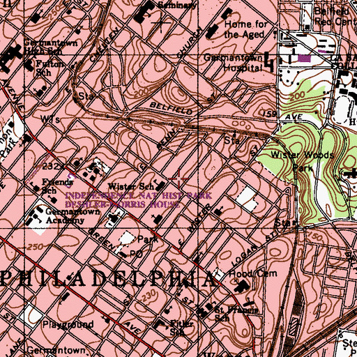 Topographic Map of Bringhurst Park, PA