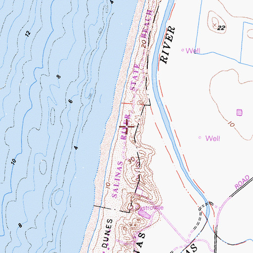 Topographic Map of Salinas River Dunes Natural Preserve, CA