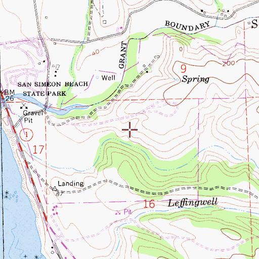 Topographic Map of San Simeon Natural Preserve, CA