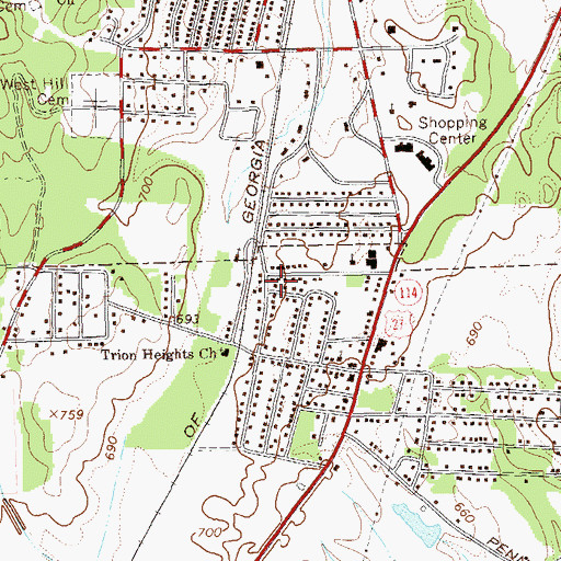 Topographic Map of Fellowship Baptist Church, GA