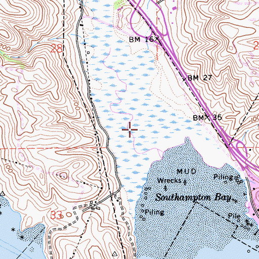 Topographic Map of Southampton Bay Wetland Natural Preserve, CA