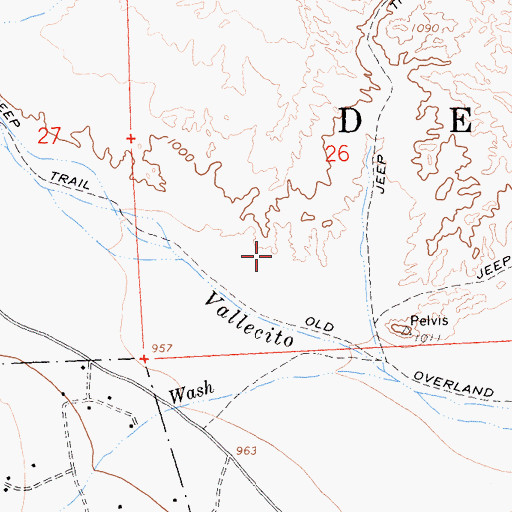 Topographic Map of Southern Overland Trail Cultural Preserve, CA