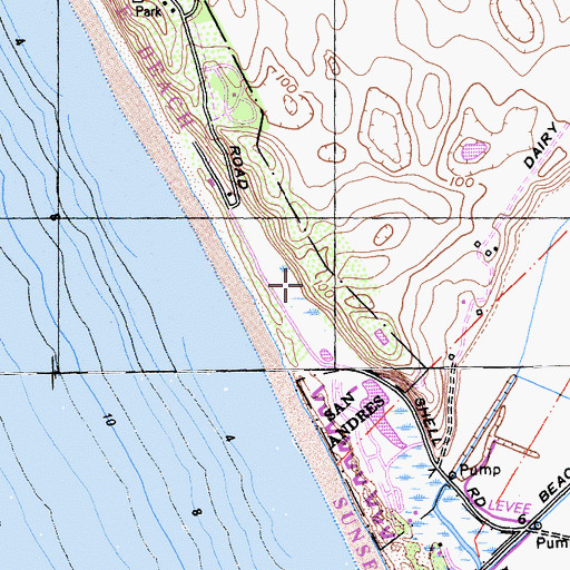 Topographic Map of Sunset Wetland Natural Preserve, CA