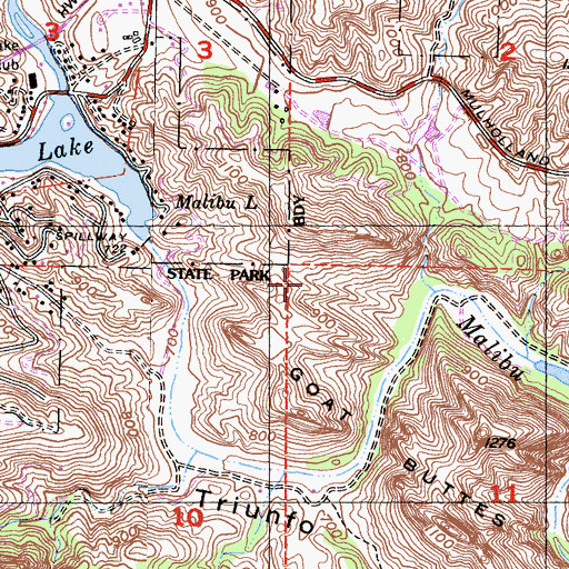 Topographic Map of Udell Gorge Natural Preserve, CA