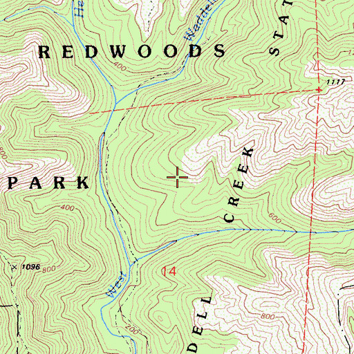 Topographic Map of West Waddell Creek State Wilderness, CA
