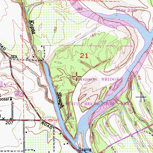 Topographic Map of Woodson Bridge Natural Preserve, CA