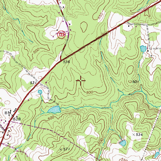 Topographic Map of Lunenburg Correctional Center, VA