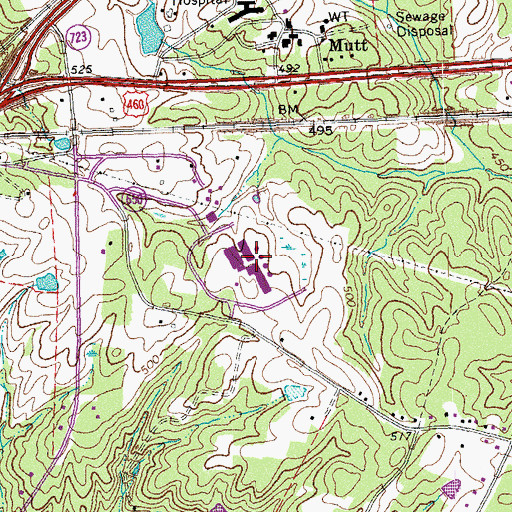 Topographic Map of Nottaway Correctional Center, VA