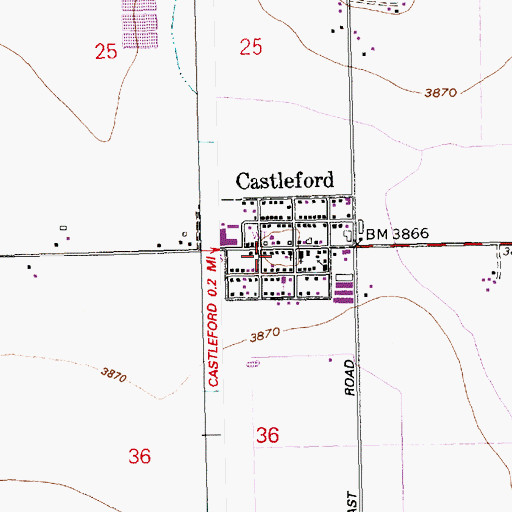 Topographic Map of Castleford Post Office, ID