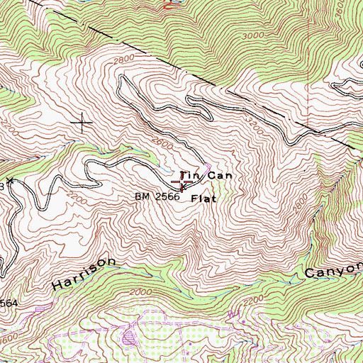 Topographic Map of Tin Can Flat, CA