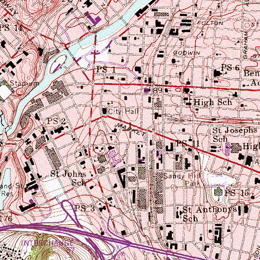 Topographic Map of Alexander Hamilton Plaza, NJ