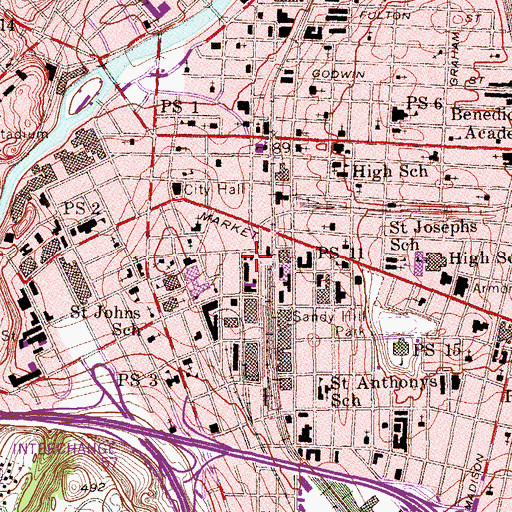Topographic Map of Gordon Canfield Plaza, NJ