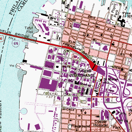 Topographic Map of Camden Tower, NJ