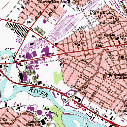 Topographic Map of John F Kennedy Towers, NJ