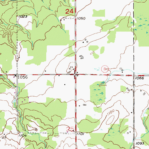 Topographic Map of Four Corners, WI