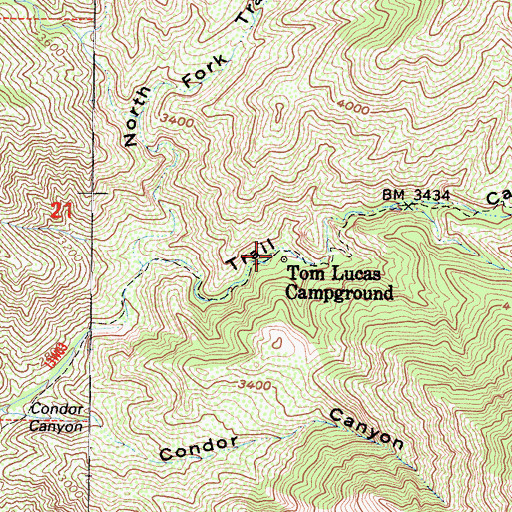 Topographic Map of Tom Lucas Campground, CA