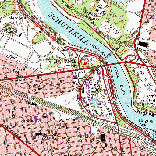 Topographic Map of Claybord and Lewis Playground, PA