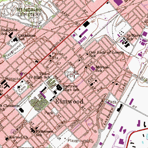 Topographic Map of Connell Park, PA