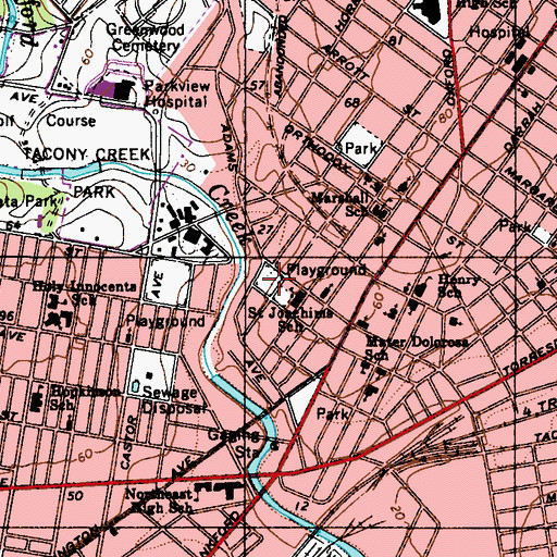 Topographic Map of Deni Playground, PA