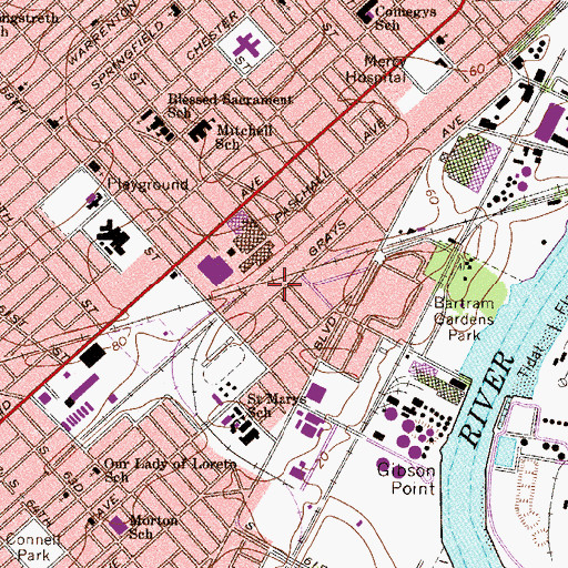 Topographic Map of Deritis Playground, PA