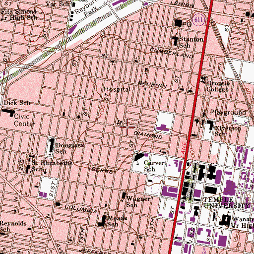 Topographic Map of Diamond Park, PA