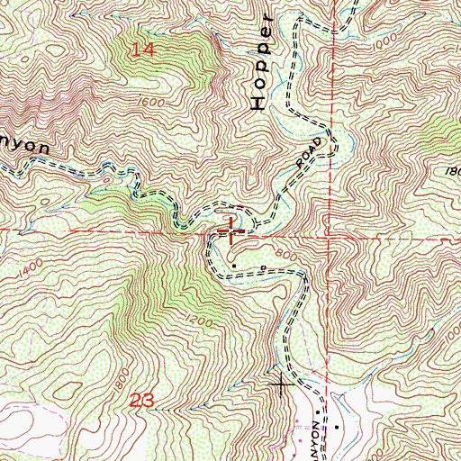 Topographic Map of Toms Canyon, CA
