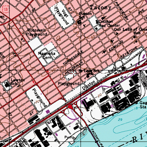 Topographic Map of Dorsey Playground, PA