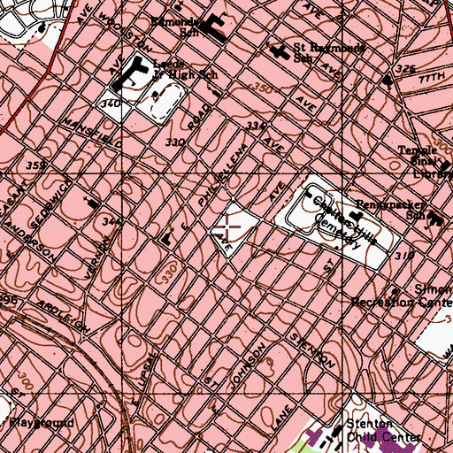 Topographic Map of Finley Recreation Center, PA