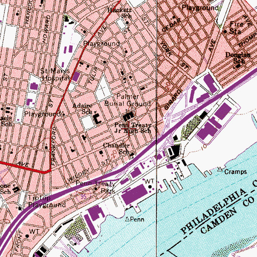 Topographic Map of Fishtown Recreation Center, PA