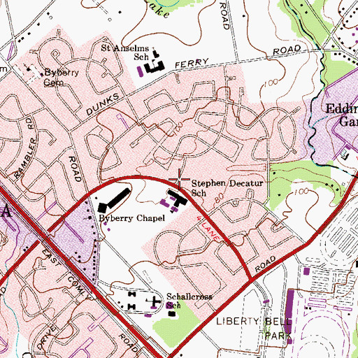 Topographic Map of Fitzpatrick Playground, PA