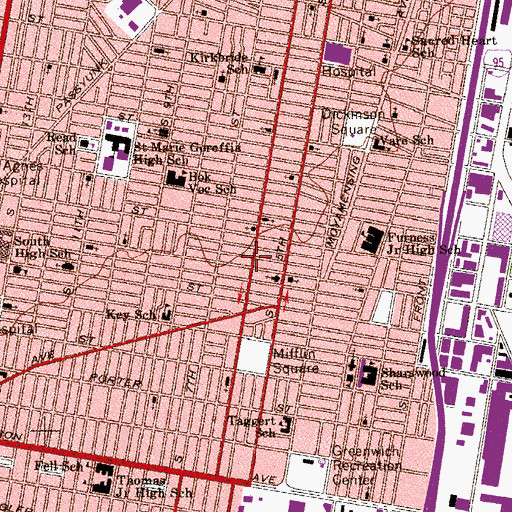 Topographic Map of Ford Recreation Center, PA