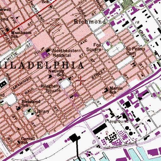 Topographic Map of Frank Glavin Playground, PA