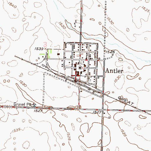 Topographic Map of Antler Post Office, ND