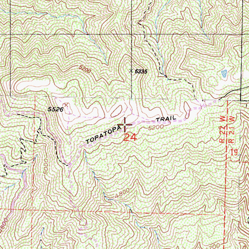Topographic Map of Topatopa Trail, CA