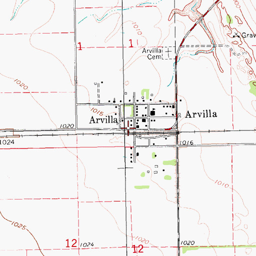 Topographic Map of Arvilla Post Office, ND