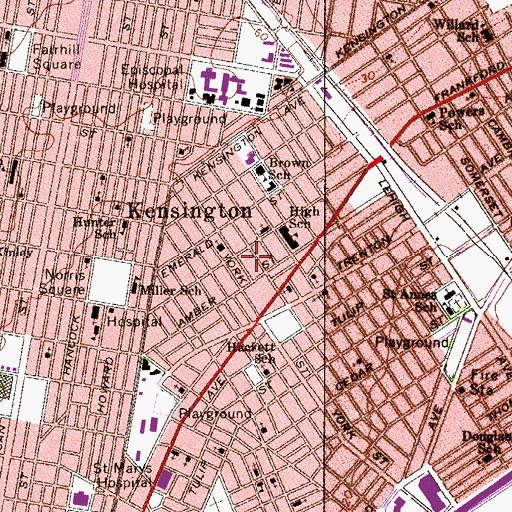 Topographic Map of Hagert Playground, PA
