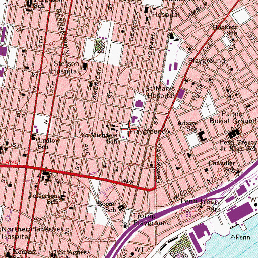 Topographic Map of Hancock Playground, PA