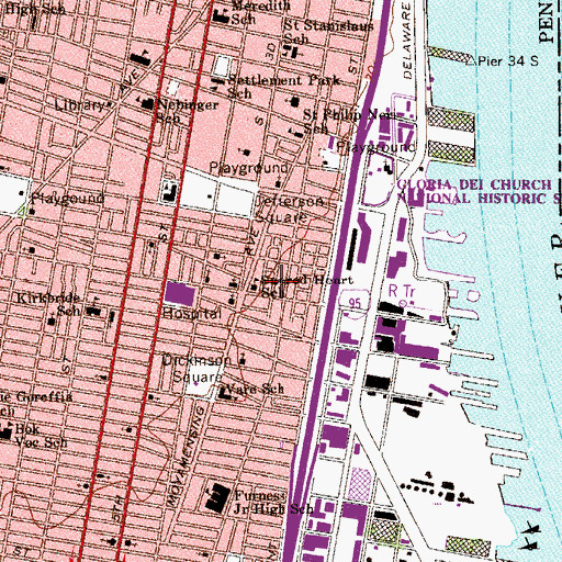 Topographic Map of Herron Playground, PA