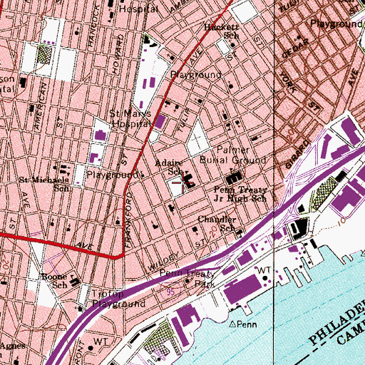 Topographic Map of Hetzell Playground, PA