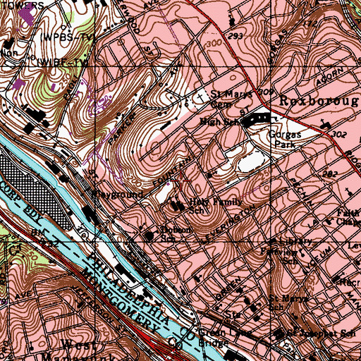 Topographic Map of Hillside Recreation Center, PA