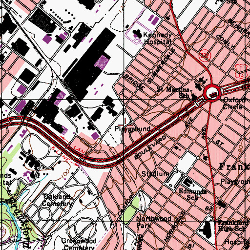 Topographic Map of Houseman Playground, PA