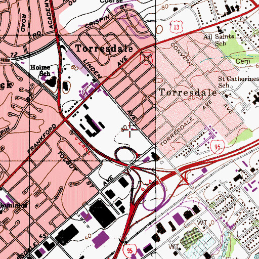 Topographic Map of Jacobs Playground, PA