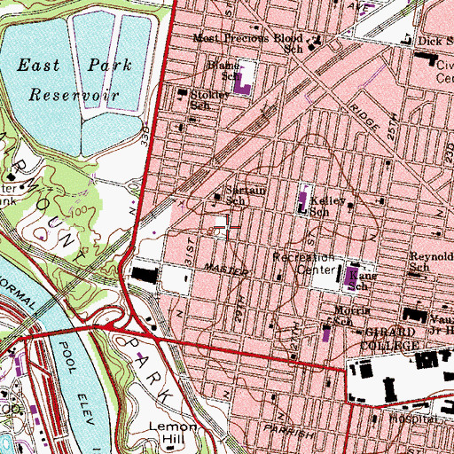Topographic Map of Jefferson Playground, PA