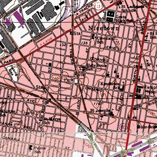 Topographic Map of Jerome Brown Playground, PA