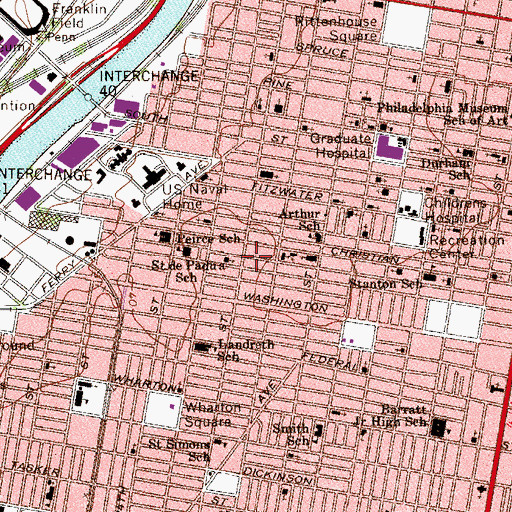 Topographic Map of Julian Abele Park, PA