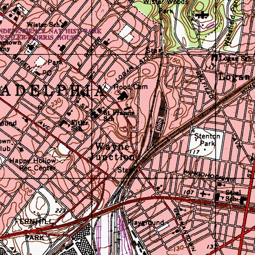 Topographic Map of Loudoun Mansion, PA