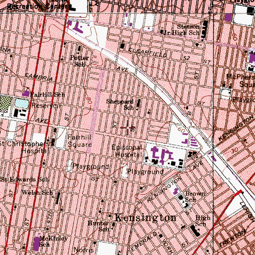 Topographic Map of Maguire Playground, PA