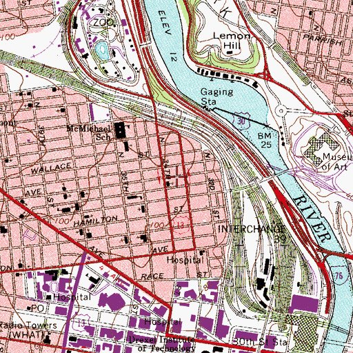 Topographic Map of Mantua Recreation Center, PA