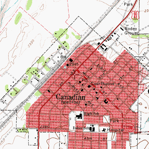 Topographic Map of Palace Theatre, TX